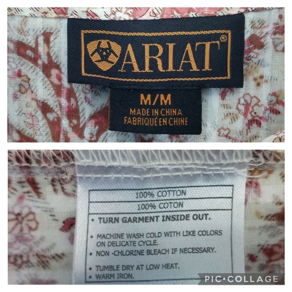 Ariat Soft Orange Paisley Print Long Sleeve Pearl Snap Western Shirt Womens M - Picture 12 of 16